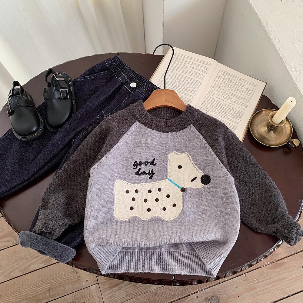 

Kino Зимний трикотажный свитер с мультяшным рисунком в корейском стиле для мальчиков - Толстый, теплый и модный. 120 cm серый