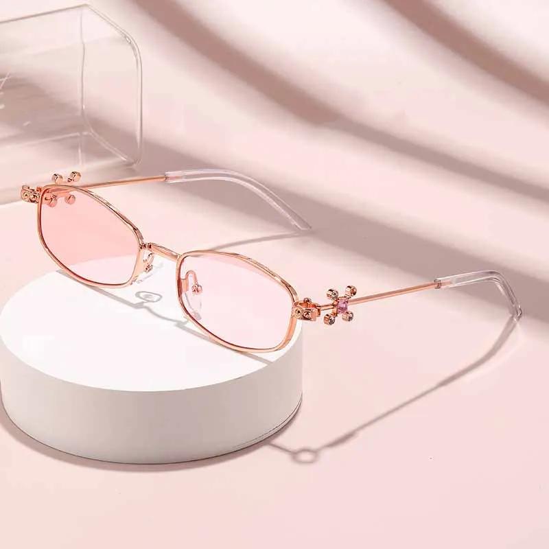 Elegant Personality Oval Optical Glasses Unisex Anti-blue Light Luxury Diamond Glasses-legs Advanced Sunglasses Protect Eyes