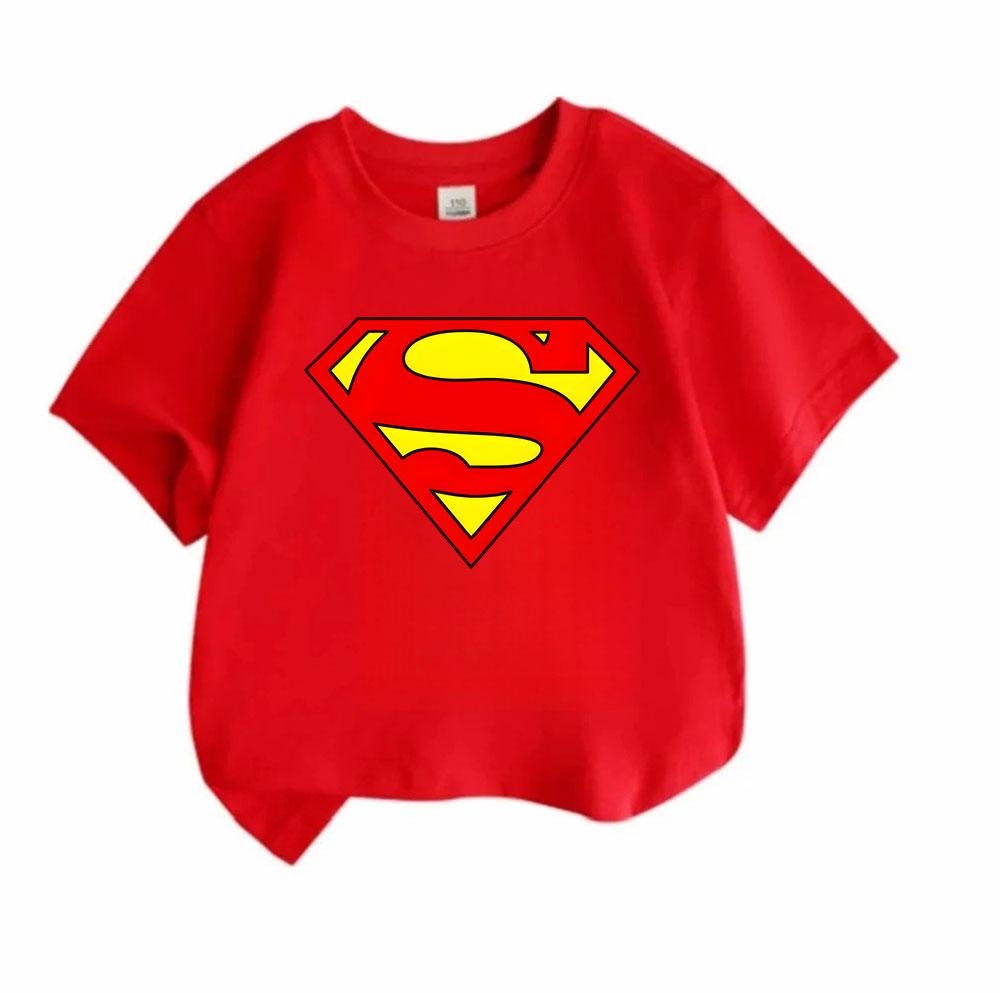 Kids Boys Girls Crew Neck Short Sleeve T-Shirt, 100% Cotton Super Hero S Graphic Casual Summer Soft Tee for Toddler Children Daily Wear Party Active O