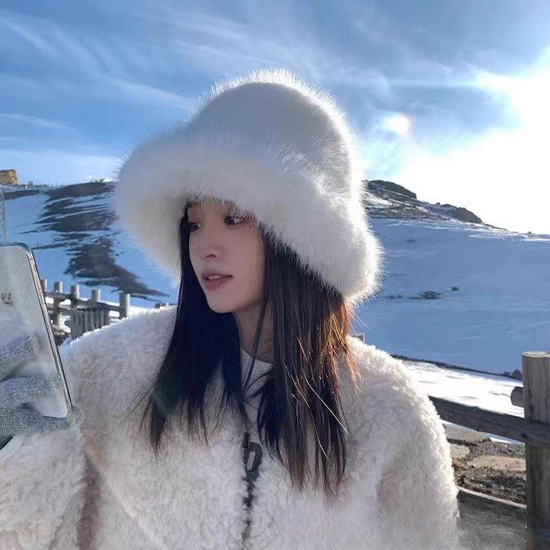 Natural Winter Hats Women   Knit Beanie Hat Balaclava Lady Winter Snow Cap Luxury