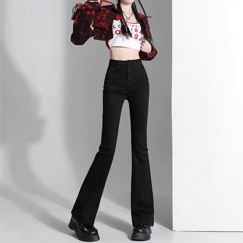 Women's High Waist Light Blue Retro Flare Jeans - Petite Stretch Skinny Fit