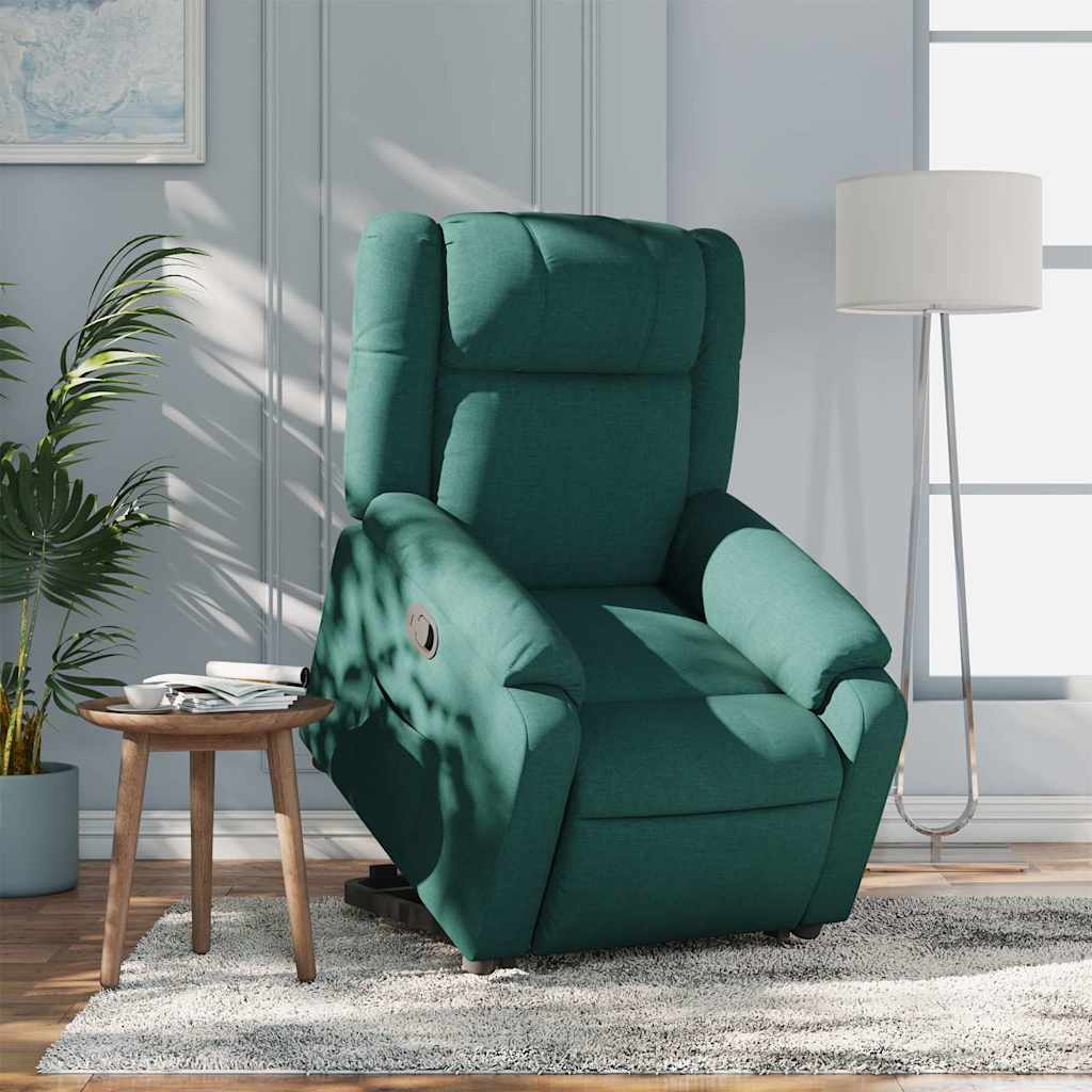 Recliner with Rising Aid Dark Green Fabric