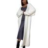 Women's Plush White Imitation Mink Long Cardigan – Cozy Autumn/Winter Knitwear, Plus Size Available
