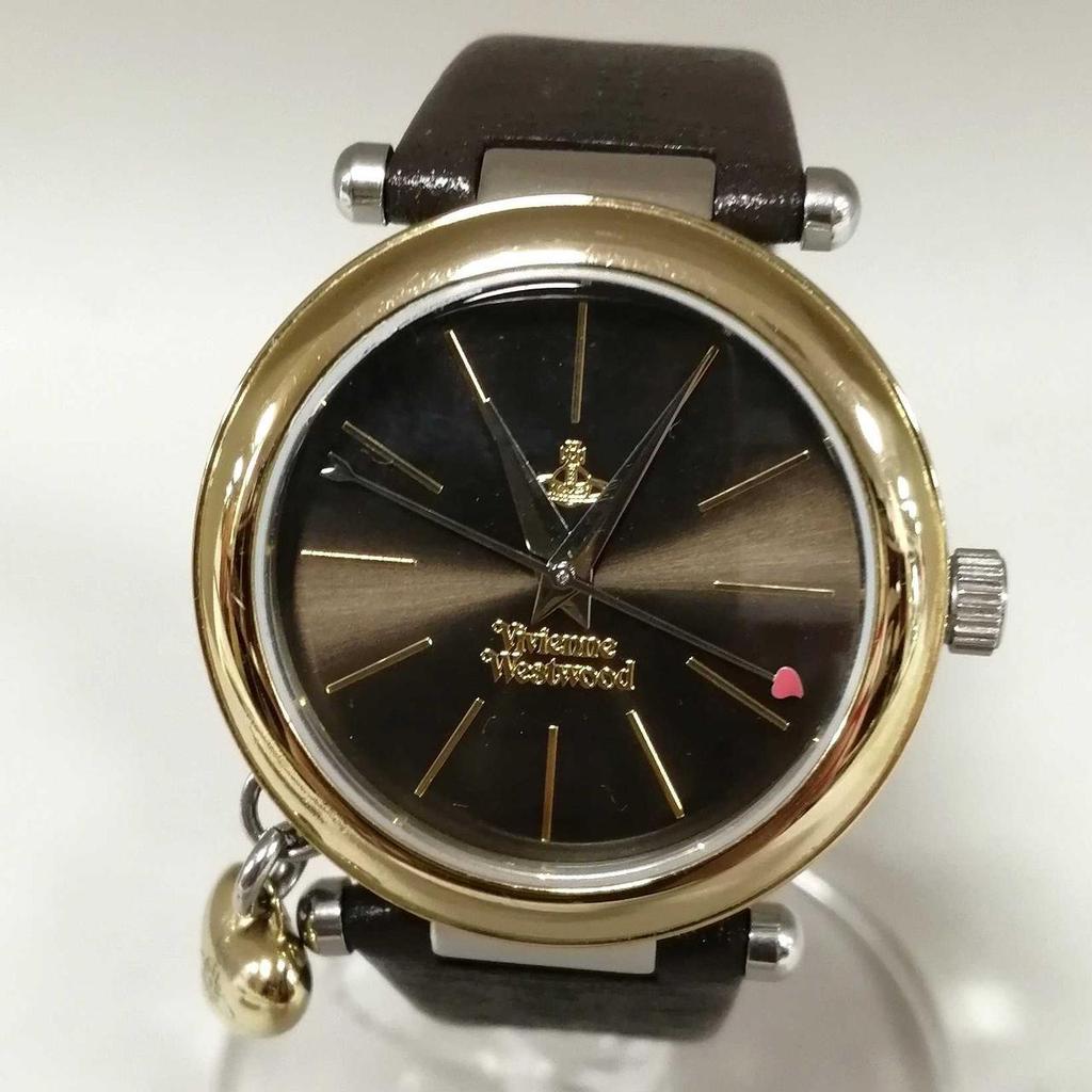 Used VIVIENNE WESTWOOD Gold X Dark Brown Quartz Wrist Watch