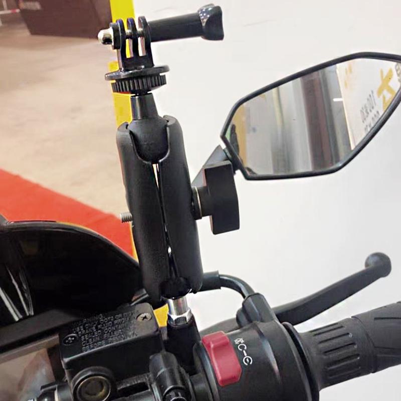 25mm Ball Head Adapter with M8 or M10 Thread Post Motorcycle Handlebar Mount Rearview Mirror Ball Clamp Metal Bracket
