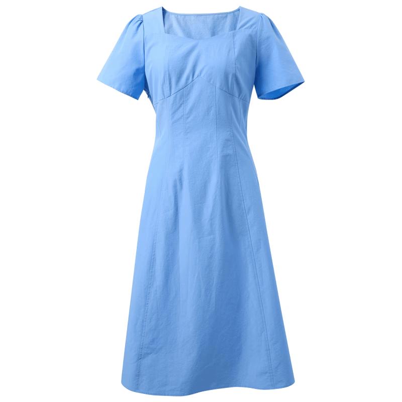 Women s Plus Size Square Neck Puff Sleeve A-Line Midi Dress XL