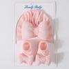 Newborn Knitted Cotton-filled Big Bow + Knitted Socks Set Baby Hat Headscarf Hat Wind