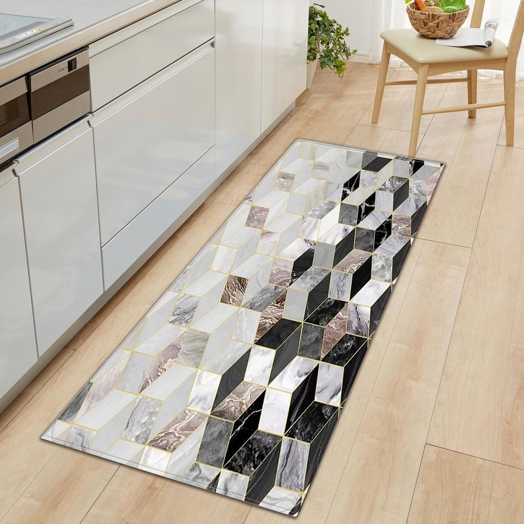 Marble Carpet Long Floor Mat Stone Pattern Theme Doormat