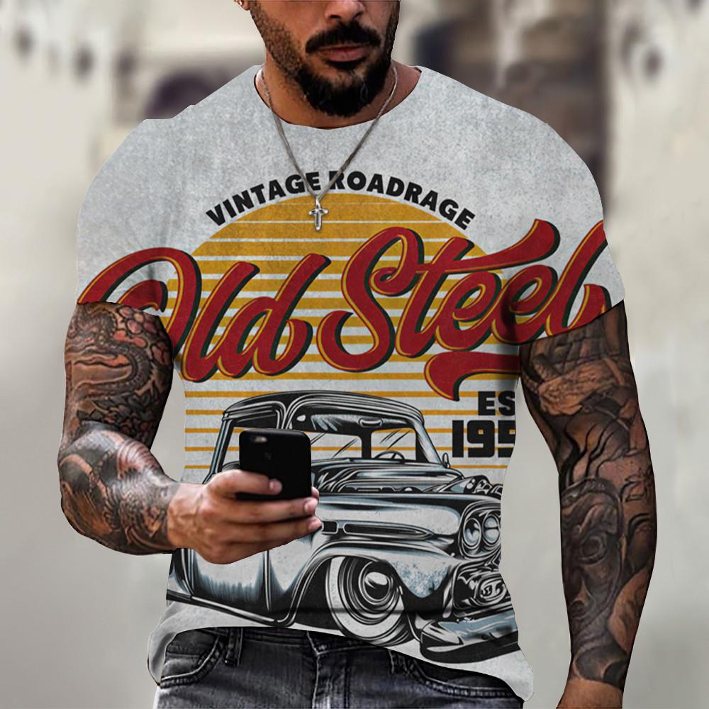 Vintage Motorcykel T-shirt För Män 3D Racing Girl Kortärmad Toppar Street Herr Biker T-shirt Oversized T-shirt Kläder