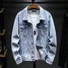 Pánská džínová bunda slim fit v korejském stylu na podzim a zimu