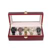 Red Sandalwood Clock & Watch Painted Wooden Box - Double-Layer 2-Position Jewelry & Watch Storage Box