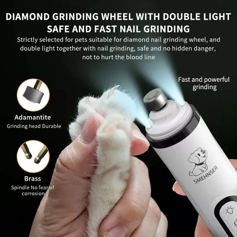Electric Pet Nail Grinder With Led Light Cat Dogs Nail Clippers Usb Rechargeable Paws Nail Cutter Pet Grooming Trimmer Supplies