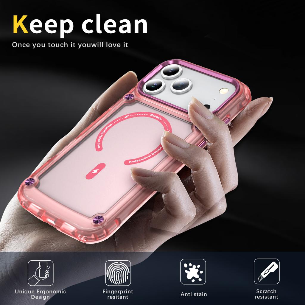 For iPhone 17 Pro Max Case Skin Touch TPU+PC Phone Cover with C-type Magnetic Ring