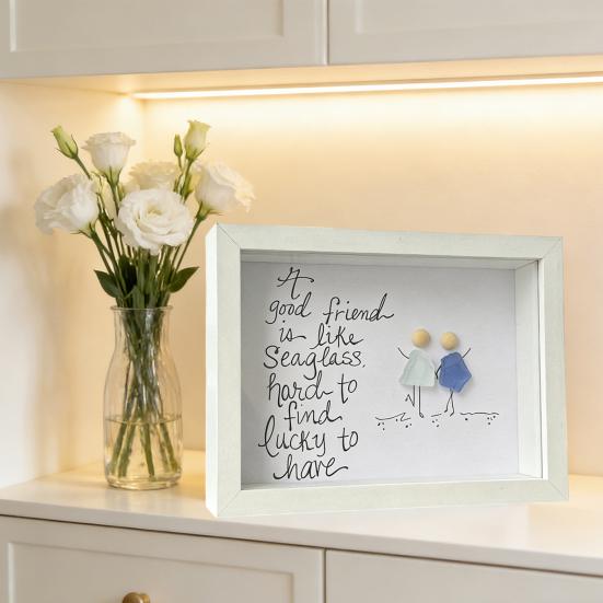 Sea Glass Poem Picture Frame Good Friend Is Lucky to Have Like Seaglass Handmade Sea Glass Wall Art Frame Decor Friendship Gift for Best Friends