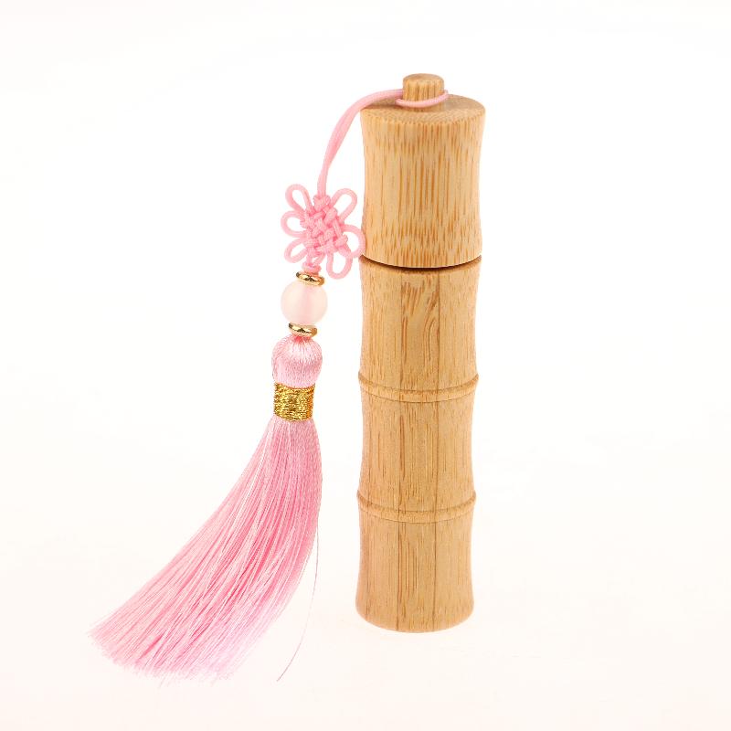 Refillable DIY Perfume Lipgloss Manual Container with Tassel 10ml Bamboo Roll-On Bottle with Steel Roller Ball Empty Tube