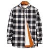 New Men's Fleece Thickened Long Sleeve Shirt Fashion Casual Plaid Lapel Long Sleeve Shirt Men's