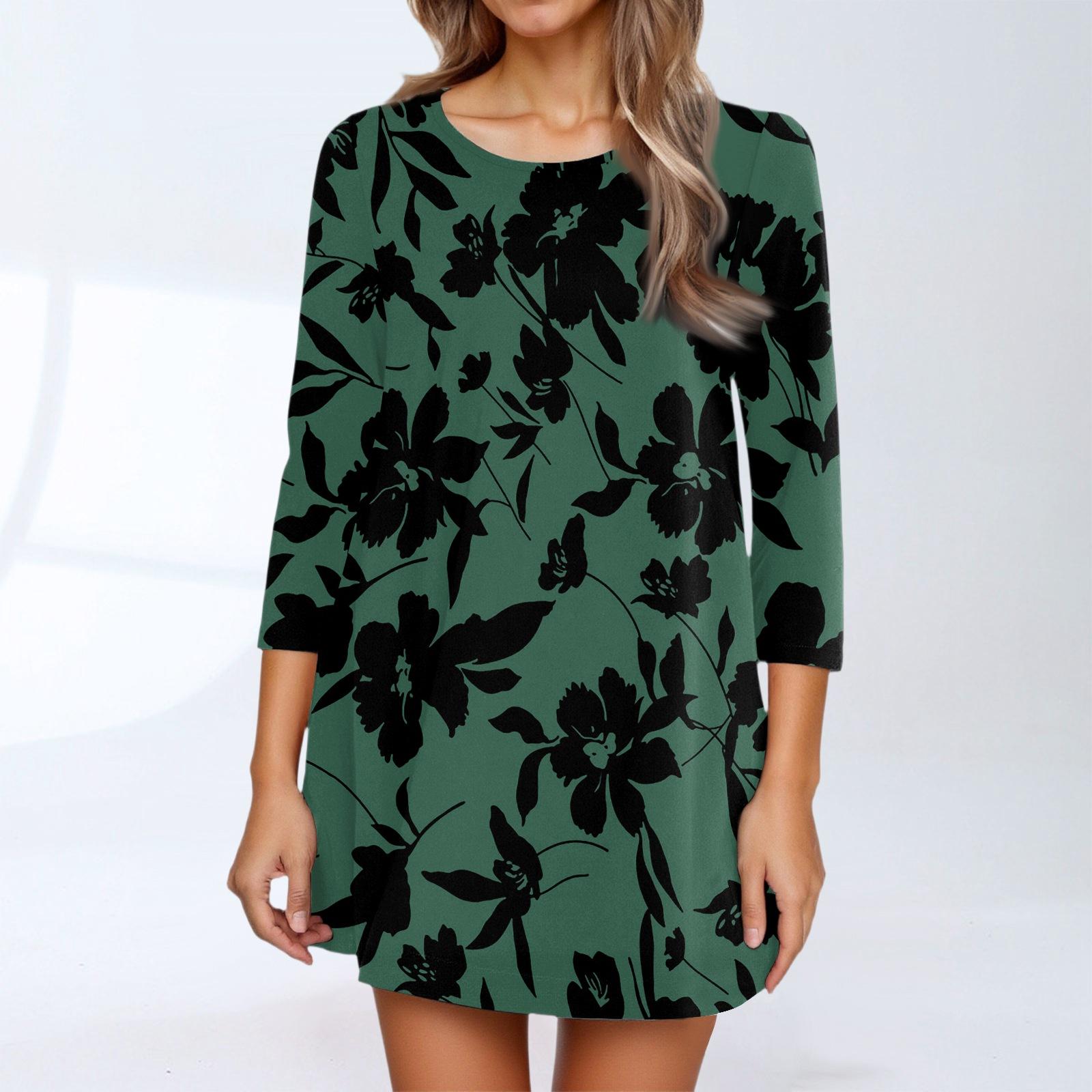 

Женская мода повседневный топ с рукавом три четверти и круглым вырезом S