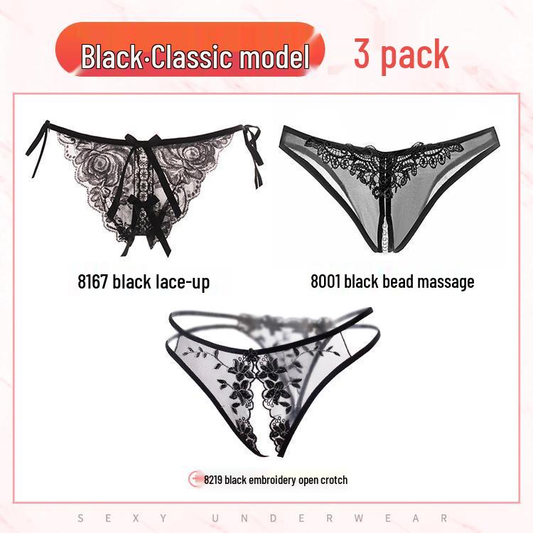 Seductive Japanese Lace Open Crotch Panties Set