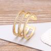 Nidin High Quality Luxury Three Layers Copper Zircon Open Rings For Woman New Fashion Korean Adjustable Jewelry Party Gifts