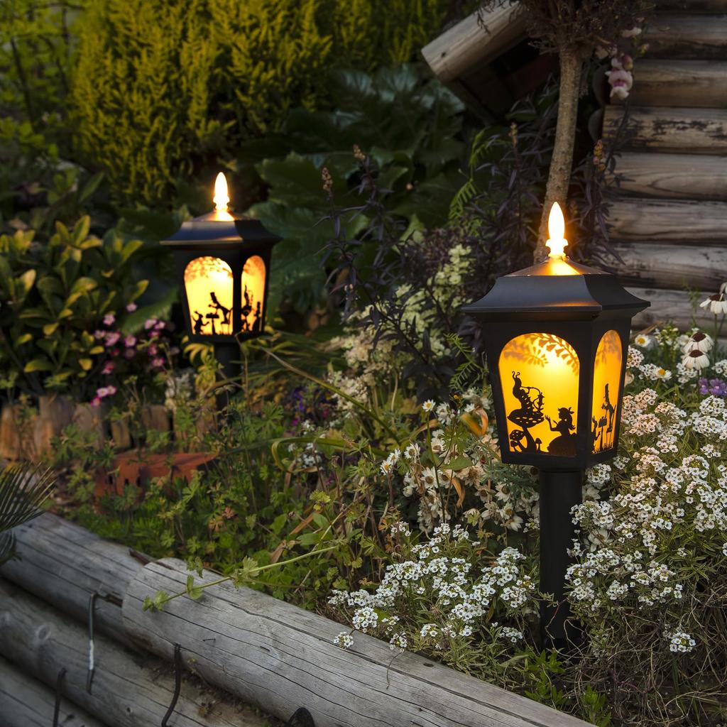 Takasho Solar Light, Alice in Wonderland Silhouette Light, Black, Outdoor Garden Light, Waterproof, Resin and Glass, TA-L02