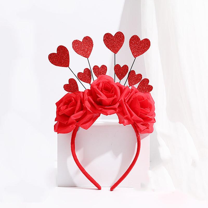 Valentine's Day Red Heart Headband Hair Clip - Wedding & Party Photo Prop