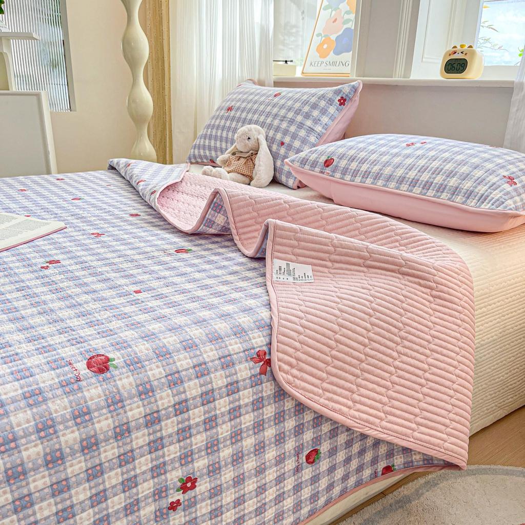 Washable Quilted Cotton Bedspread Set - Single, Printed, Thickened, All-Season Use