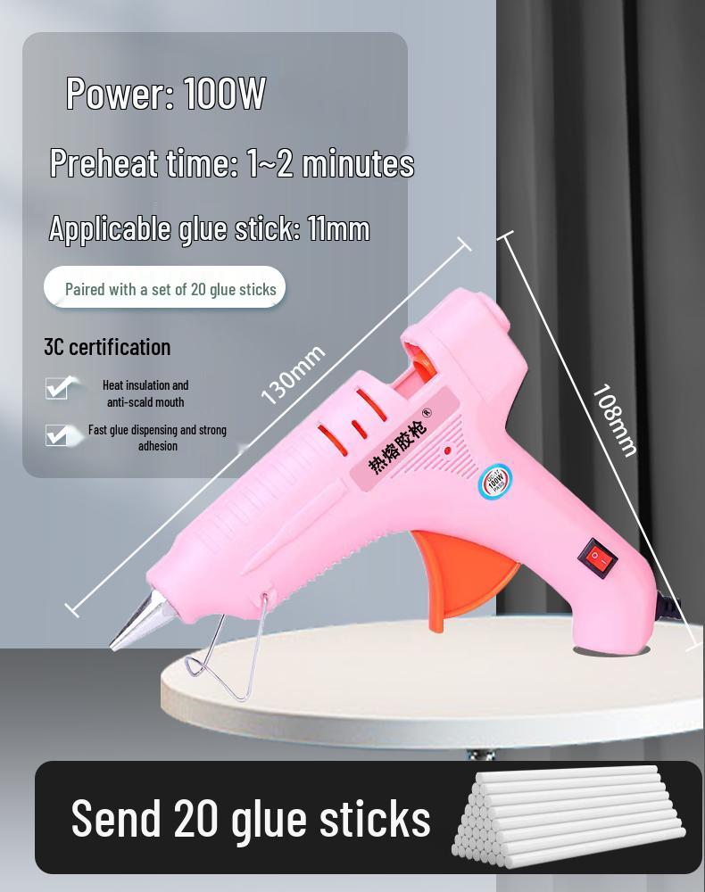 Electric Hot Melt Glue Gun with High Viscosity 11mm Glue Sticks for Household and Crafts