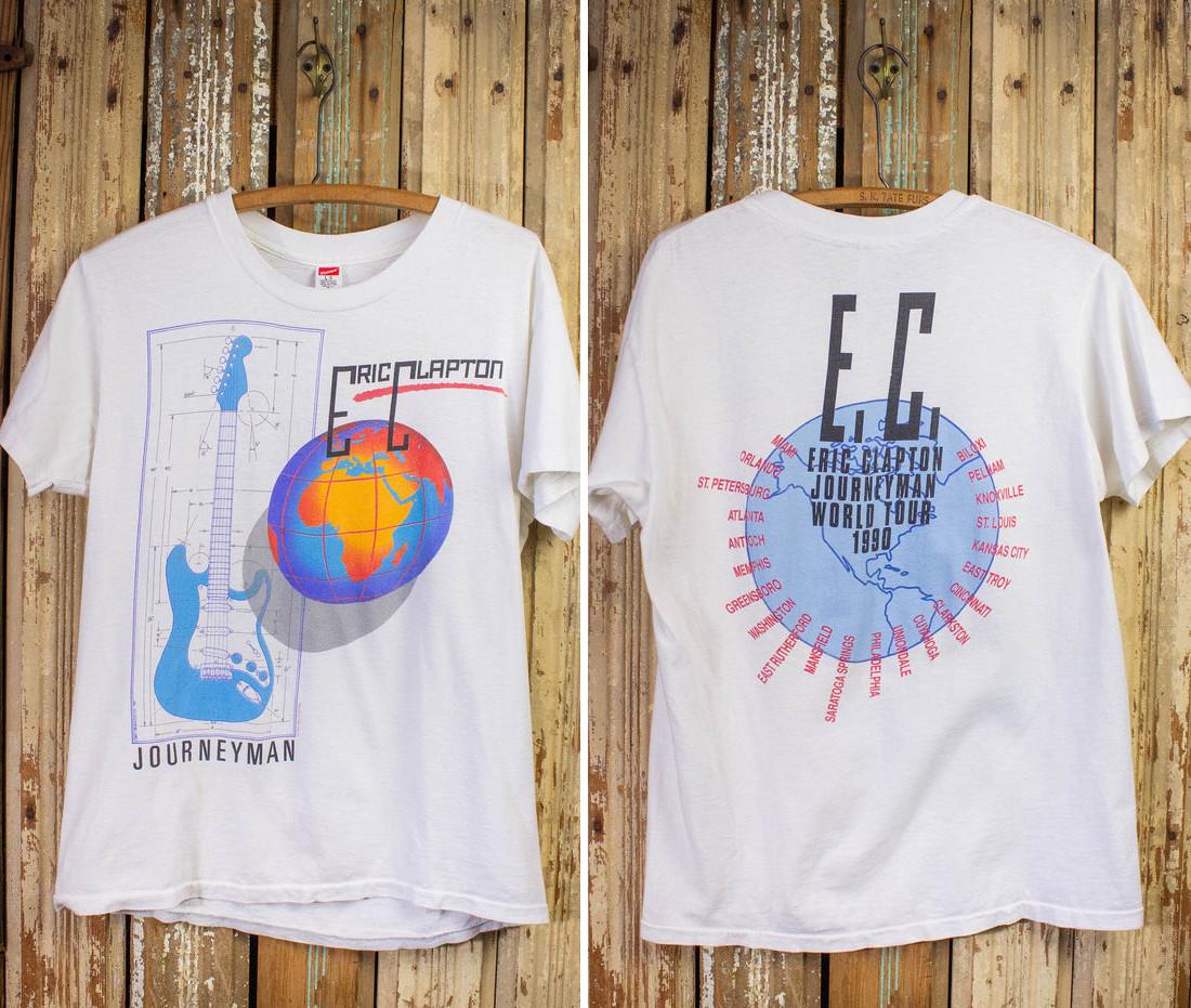 Vintage Eric Clapton Journeyman Tour Concert T Shirt 1990 White XL
