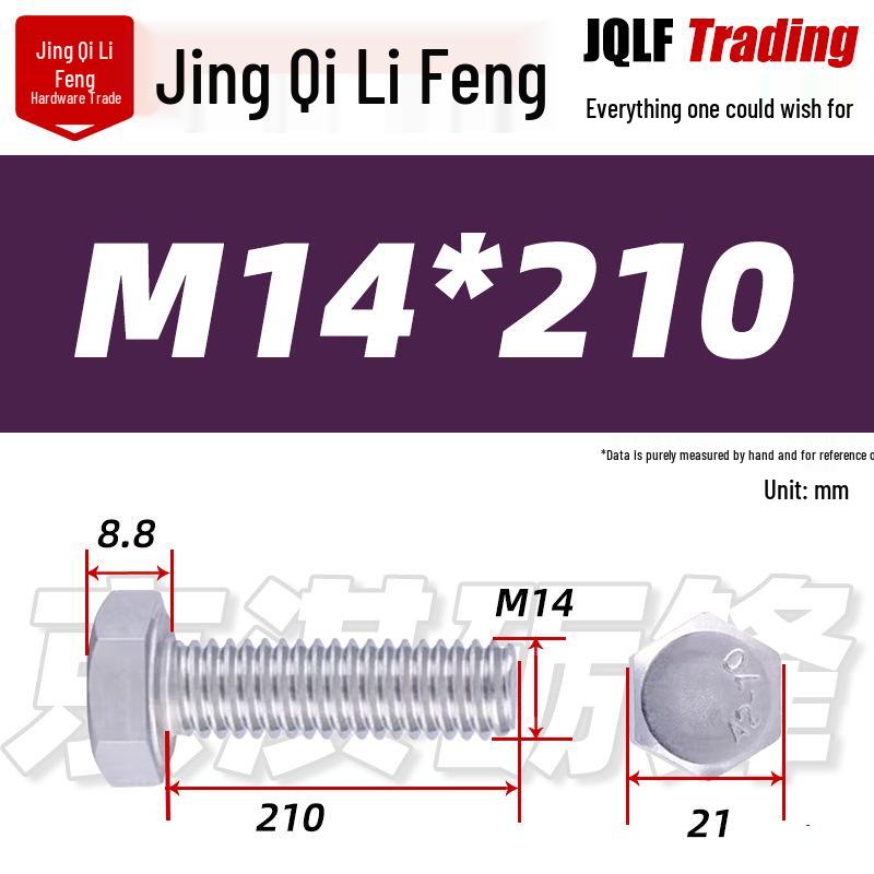 201 Stainless Steel Hex Head Full Thread Bolt: Wear & Corrosion Resistant, M4-M14 for Aerospace Machinery