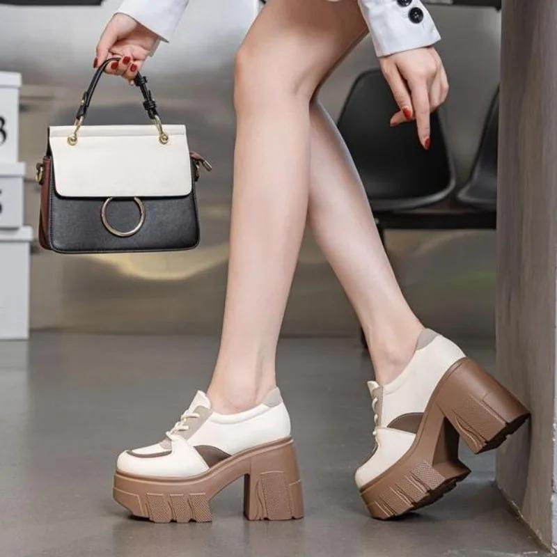 Fashion High Quality 11CM New Women Luxury Platform Wedge Pumps Comfy Ankle Booties Genuine Leather 2024 Spring Autumn Ankle Boots Shoes