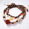 European and American Personality Trends Maillard Leopard Print Exaggerated Geometric Large Transparent Round Bead Pendant Double Layer Stacked