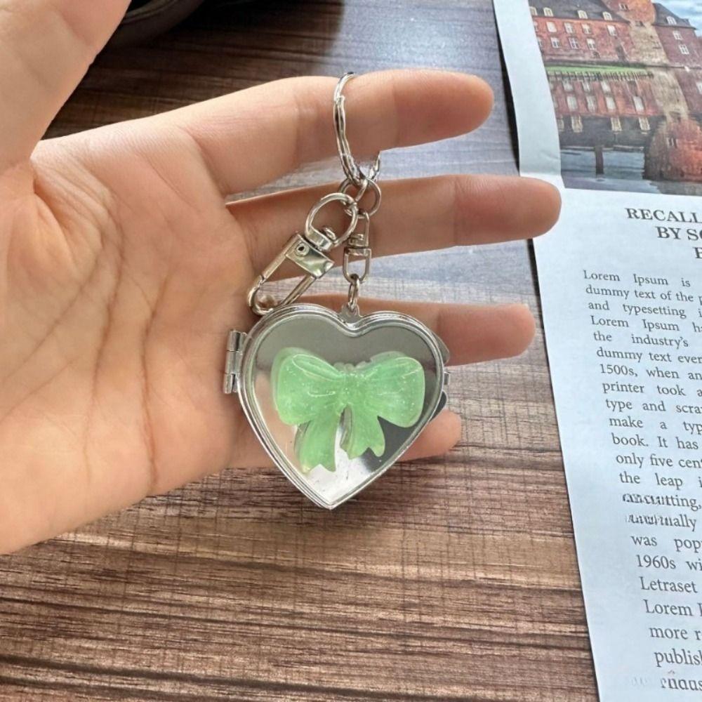 Heart Shape Bag Hanging Keychain Korean Cosmetic Mirror Key Chain Love Mirror Pendant  Women