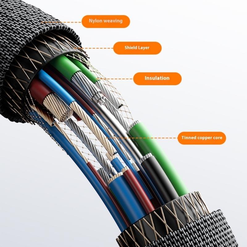 Fast Power Cable 120W USB C to Type C Spring Reinforced Body Anti Break Design Suitable for Mobile Devices Charging