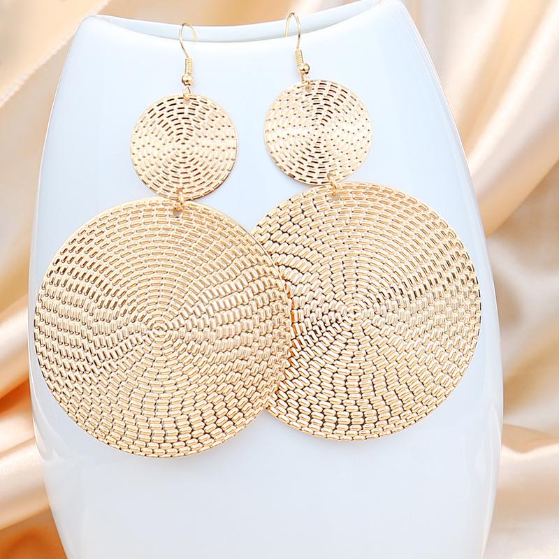 Vintage Exaggerated Black Gold Color Big Round Circle Dangle Earrings for Women Simple Punk Personality Earring Party Jewelry