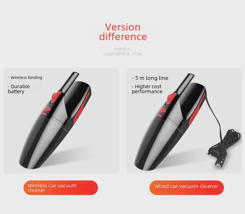 Portable Dual-Use Car and Home Cordless Vacuum Cleaner with Light
