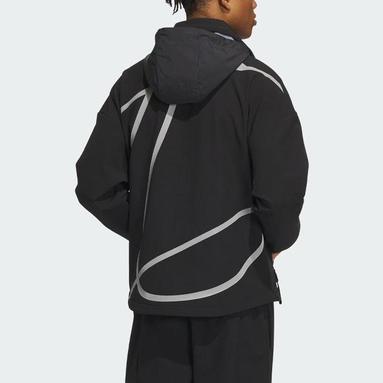 Adidas Future Style Jacket Reflective Stripes Color Block Sports Casual Hooded Jacket Men Jacket Black IM9059