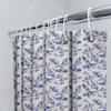 Watercolor Blue Fish Print Shower Curtain For Bathroom Decoration Floral Pattern Waterproof Fabric With Hooks.