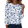 Women's Casual Long Sleeve Floral Print Round Neck Top for Everyday Wear