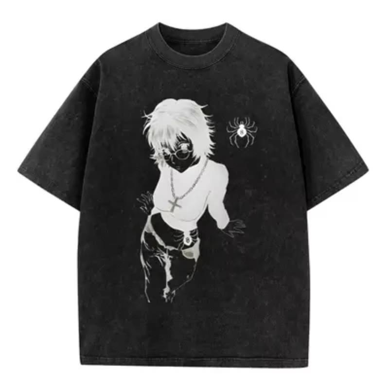 

Japanese Anime Hunter X Hunter Shizuku Print Washes Tshirts Summer Mens Harajuku YK Clothing Cotton Causalwear Tee M