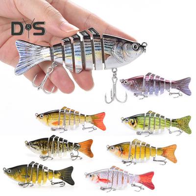 10CM/15.3G Multi-Jointed Fishing Lure with Hooks Realistic 7-Section Swimbait Plastic Artificial Bait Freshwater Saltwater Fishing Accessories