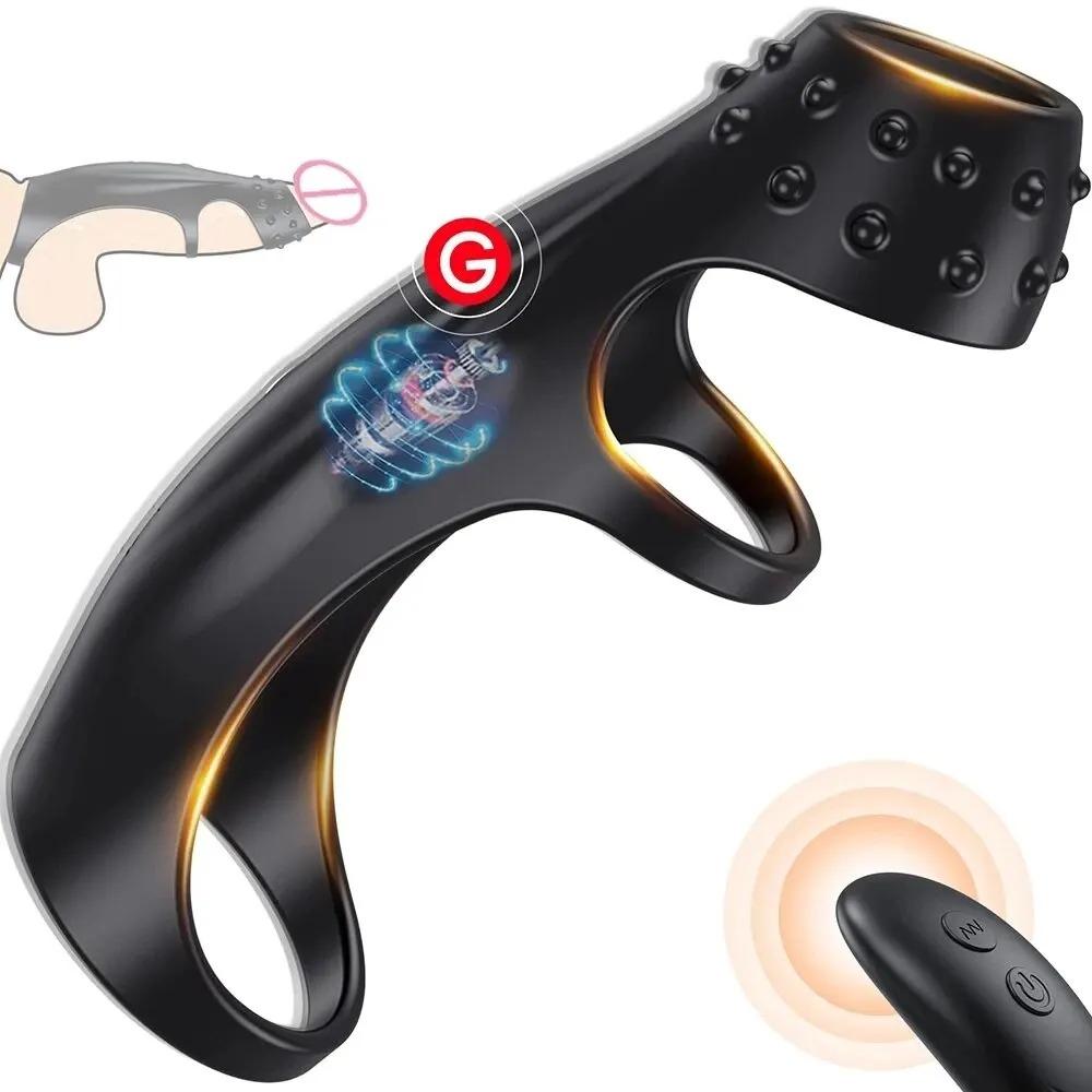 Vibrating Cock Penis Ring With Remote Control Enhancer Cock Sleeve G Spot Vibrator Adult Sex Toys For Men Women Couples
