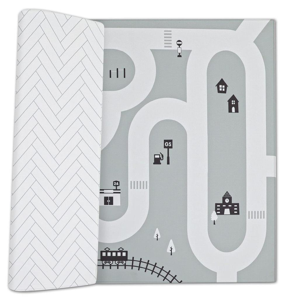 Keratta Baby Play Mat, Soft Marshmallow Mat, Reversible, Waterproof (200 X 140 Cm, Road X Herringbone Pattern)
