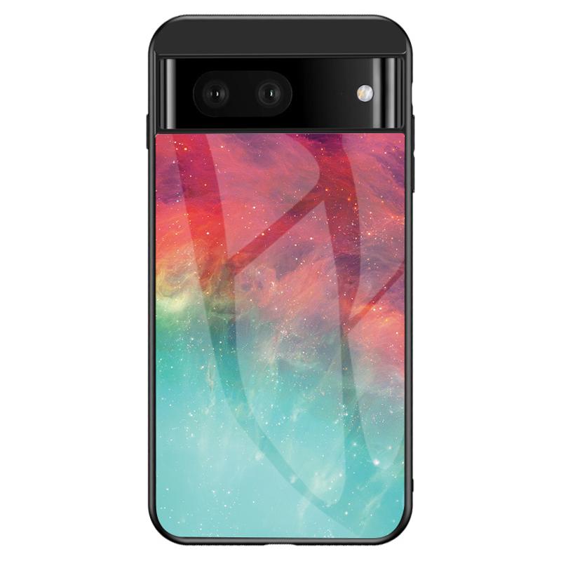 

For Google Pixel 7a PC+TPU+Tempered Glass Back Cover Starry Sky Pattern Anti-drop Phone Case Color Starry Sky