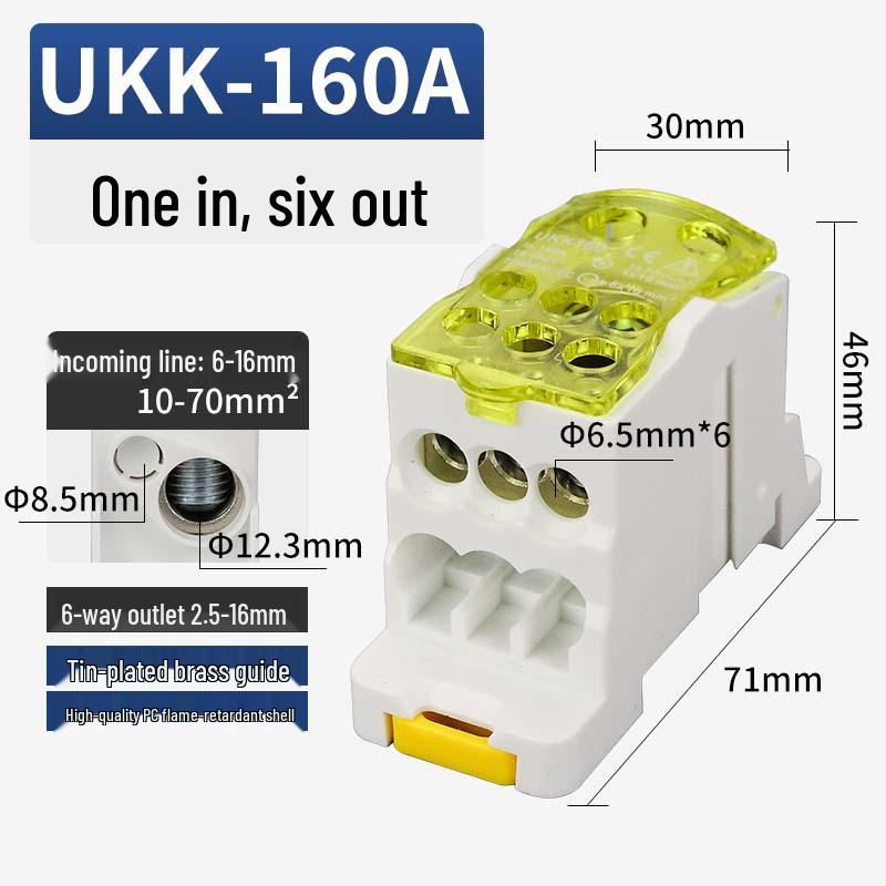 UKK Hochstrom-Anschlusskasten: Einpolige Schiene, Mehrfachausgangsverdrahtung