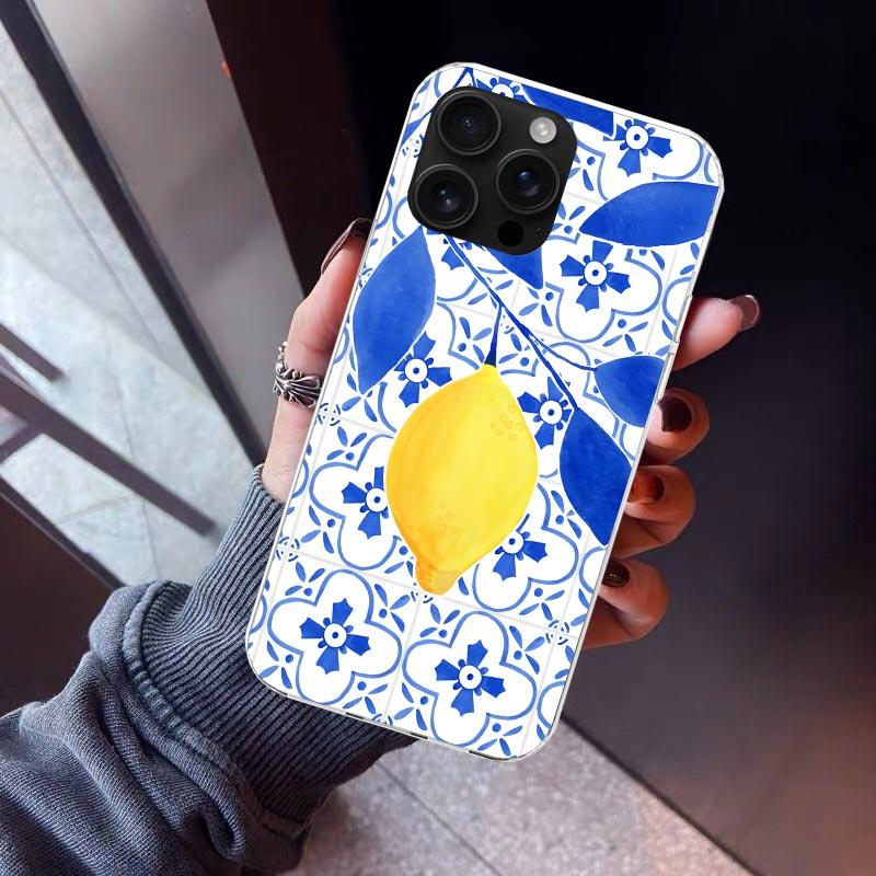 Mediterranean Lemon Phone Case For iPhone 17 Air 16 15 Pro Max 14 Plus 13 Mini 12 11 Cover 7 8 SE Silicone Shell Print Fundas 17