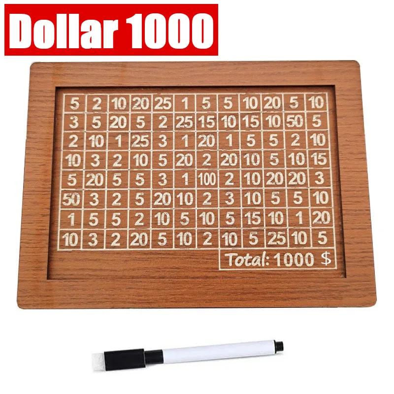 Euro Dollar Saving Money Box Handmade Wooden Cash Vault Piggy Bank with Money Goals Numbers for Kids Adults Gifts