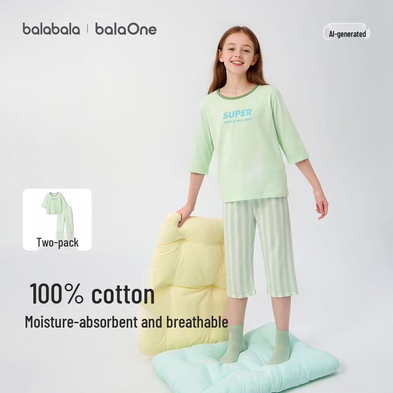 Balabala Children's Summer Cotton Pajamas Set