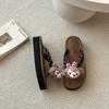 Summer new versatile soft bottom cool beach flat bottom casual girl heart bear cute flip-flops outdoor slippers