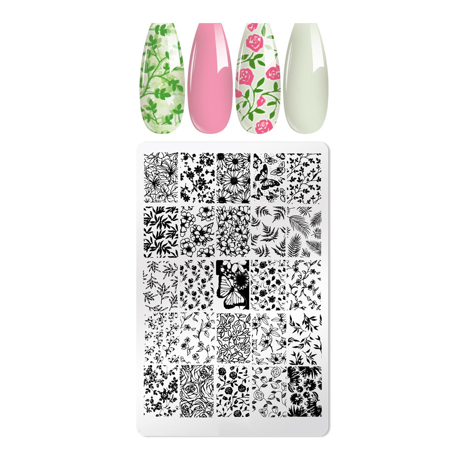 

Пластина для стемпинга ногтей, шаблоны для нейл-арта, кружевные цветочные пластины для нейл-арта для DIY украшений для нейл-арта, пластины для стемпинга нейл-арта 1