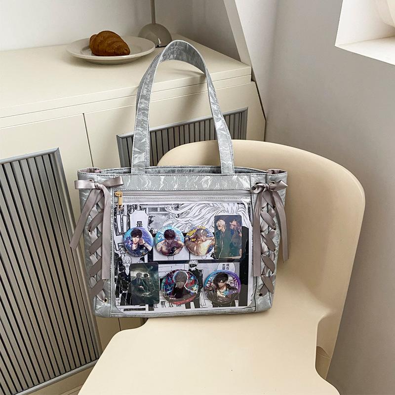 New Japanese Ribbon Pain Bag Large Capacity Ribbon Pain Bag Bow Transparent Baby Bag